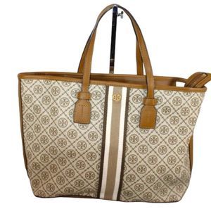 Tory Burch T Monogram Coated Canvas Small Tote